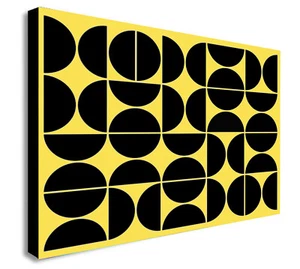 Geometric Yellow Mid Century Bauhaus - Canvas Wall Art Framed Print - Picture 1 of 3