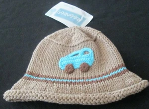 NWT BOUTIQUE HUGGALUGS BABY BOYS KNIT HAT W/CAR 6-24 MONTHS - Picture 1 of 2