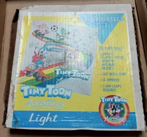 VTG Looney Tunes Tiny Toon Adventures Art Glass Light Fixture Cover Shade 12x12” - Picture 1 of 3