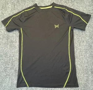 Tapout Work Out Shirt Youth L 14/16 Short Sleeve Black Green Stitching Sports - Picture 1 of 8