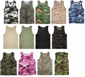 Camo and Solid Tank Tops Tactical Military Sleeveless Army Quality ROTHCO OR FOX - Picture 1 of 168