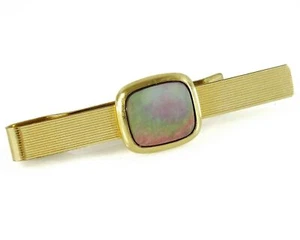 Simmons Vintage Tie Bar Clip Smokey Mother of Pearl Art Deco Style - Picture 1 of 3