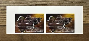 WTDstamps - 2009 WISCONSIN - State Duck Stamp - MNH **IMPERF PAIR PROOF** - Picture 1 of 2