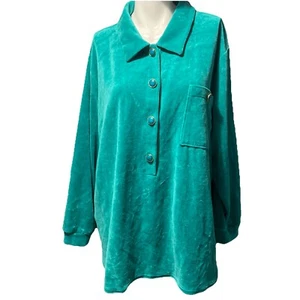 Vtg Norm Thompson Sweater Blazer Women 2XL  1/2Button Up Y2K  Pocket - Picture 1 of 11