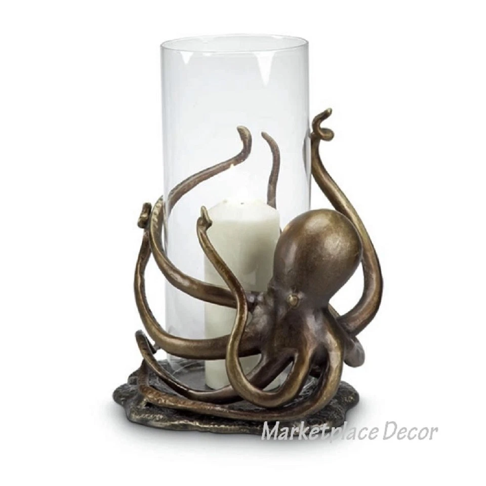 SPI Home Aluminum Octopus Hurricane Candleholder 14"h