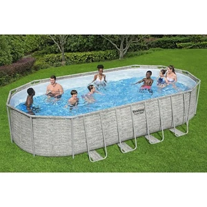 Bestway Power Steel Above Ground Pool Set, L 22’ x W 12’ x H 52" - Picture 1 of 10