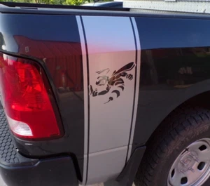 Rumble Bee Truck Vinyl Stripes With Middle Finger, Rear Bed Decals Stickers 4x4. - Picture 1 of 4