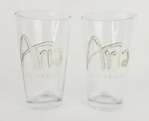 ARIA Las Vegas Drinking Glasses Textured Glass LOT of 2 USED - Picture 1 of 8