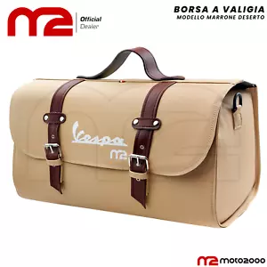 BORSA A VALIGIA PORTAPACCHI PELLE SINTETICA MARRONE DESERTO UNIVERSALE PER VESPA - Foto 1 di 10