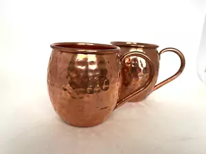 Set of Two (2) Moscow Mule Hammered Copper Mugs by Morken Barware with Patina - Picture 1 of 4