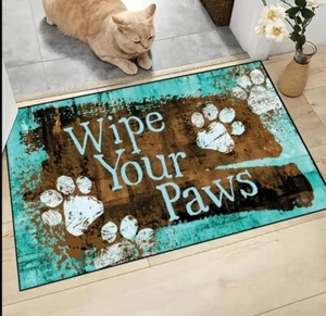 Dogs Paw Print Door Mat Decorative Non Slip Backing Indoor 15.7” x 23.6” - Picture 1 of 4