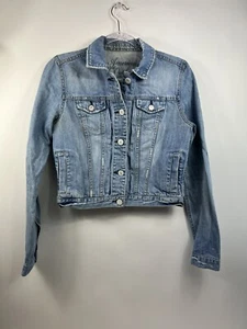 American Eagle Outfitters Live Your Life Jacket Women's Sz M Blue Distressed - Picture 1 of 10