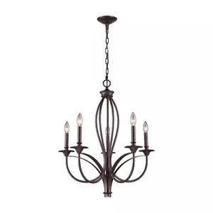 Medford 5-Light Oiled Bronze Ceiling Mount Chandelier - Picture 1 of 1