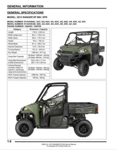Polaris Ranger 2013 EPS 900 EPS XP Service Repair Manual - Picture 1 of 4