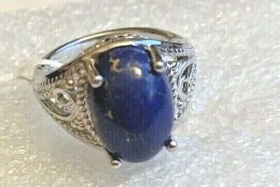 Anillo Mojave Azul Medianoche Turquesa 6.05CTW en Platino Bond Latón Talla 6 Foto 1 de 4