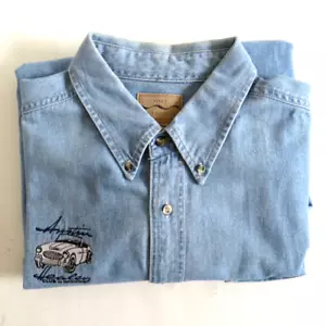 Austin Healey Car Club of Oregon Long Sleeve Button Down Denim Cotton Shirt XL - Picture 1 of 9