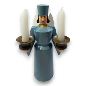 Erzgebirge Engel mit Kerzenhaltern Holzfigur Handarbeit Weihnachten Deko - Bild 1 von 4