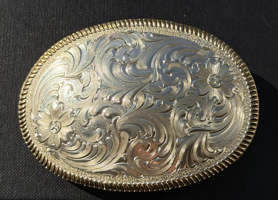 Montana Plateros Diseño Floral Plata Dorado Color Hebilla de Cinturón Foto 1 de 4