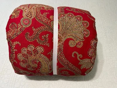 Edredón Ralph Lauren/Chaps Home Queen Reversible Julieta Rojo Paisley/Rayas Foto 1 de 4