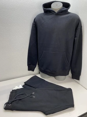 NARR Unisex 2- Piece Set Black Size XL Stacked Uptown Sweat Suit Hoody & Pant - Image 1 of 4