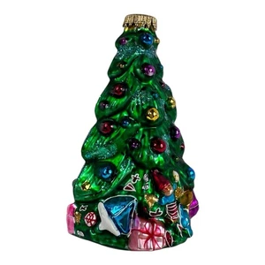 Westdeutschland Blasglas-Weihnachtsbaum mit Geschenken 13 cm Ornament - Bild 1 von 7
