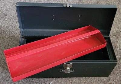 Homak #622 Heavy Duty Metal Tool Box/Chest w/Red Tray Vintage - Image 1 of 4