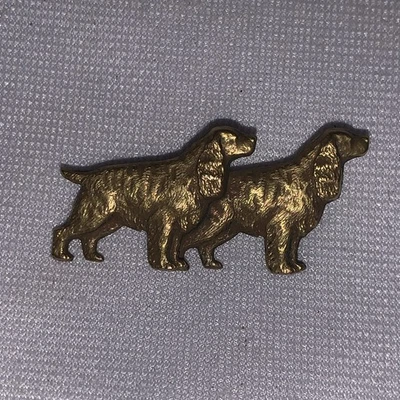 Vintage Two Cocker Spaniel Dogs Pin Broach Marked - Image 1 of 4