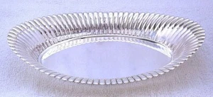 10 Inch Long 1 1/2 Inch Deep Sterling Silver Oval Bread Tray Gadrooned Edge - Picture 1 of 6
