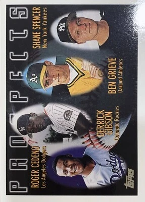 1996 Topps Ben Grieve Roger Cedeno Shane Spencer Derrick Gibson Rookie Card NMMT - Image 1 of 2