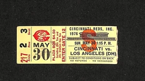 MAY 30, 1976 LOS ANGELES DODGERS @ CINCINNATI REDS TICKET STUB - Picture 1 of 2