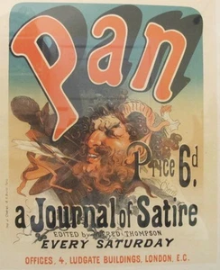 Fine Original Antique JULES CHERET Lithograph of "Pan" w/ Watermark, circa 1895 - Picture 1 of 8
