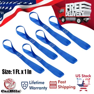 6PC Soft Loop Tie Down Straps Ratchet Motorcycle Cargo ATV UTV Bicycle 4500lbs - Picture 1 of 12