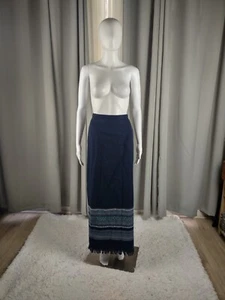 Gonna blu GoodClothes South West coperta stampa orlo frange spacco posteriore taglia 18 - Foto 1 di 11