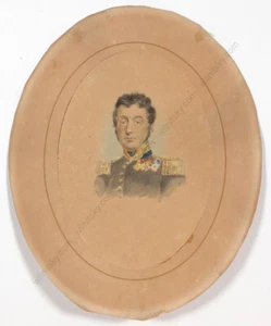 "Portrait of a French general", watercolor, 1830s - Picture 1 of 3