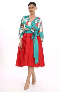 Plus Size Evening Dress for Women – Red and Green – Formal Gown - Picture 1 of 6