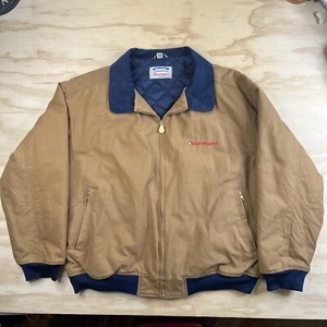 Burnham XXL 2003 Custom Design Brown Canvas Bomber Style Work Quilt Lined Jacket - Picture 1 of 10