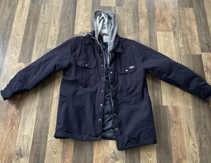 Genuine Dickies Coat Jacket Hooded Black Men size L (42 44) Needs small repair - Picture 1 of 12