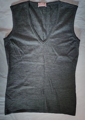 Thomas Pink Italian 100% Merino Wool Gray Sleeveless V Neck Sweater Vest Small - Image 1 of 4