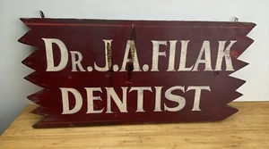 Vintage Zahnarztpraxis handbemaltes zweiseitiges Holzschild - Bild 1 von 14
