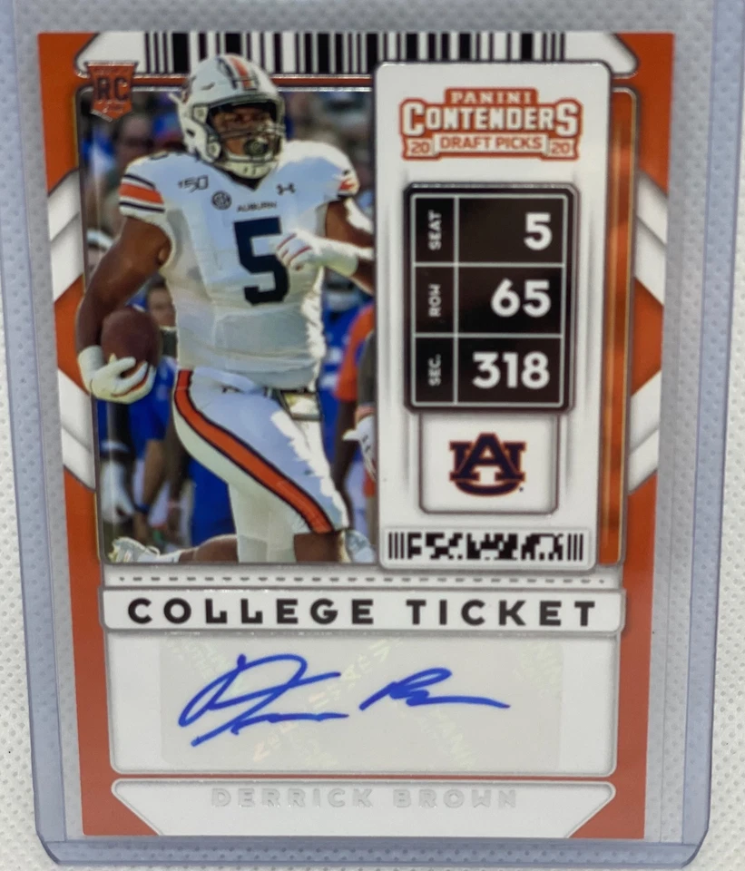 DERRICK BROWN 2020 PANINI CONTENDERS DRAFT PICKS COLLEGE TICKET AUTO RC #159 - Image 1 of 1