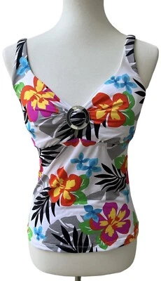 Camiseta de natación JAG tropical floral Tankini para mujer 32D 32DD V-cuello colorido Foto 1 de 4