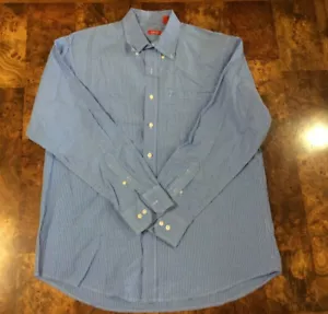 Camisa de vestir para hombre IZOD algodón azul y blanco a cuadros manga larga talla L (M101) - Imagen 1 de 9