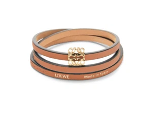 Loewe Twist Bangle Leather Calfskin Bracelet Tan Anagram Dice BohoChic Hippy NWT - Picture 1 of 9