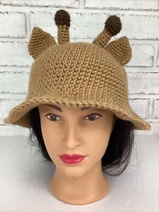 Crochet Giraffe Bucket Hat Adult Size New Handmade Unisex - Foto 1 di 8