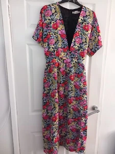 b2020 ladies dress GLAMOROUS multicoloured size 12 lined centre zip lined - Picture 1 of 7