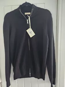 Moncrief Cooke Full Zip Black Men's Sweater Knitwear UK L Brand New RRP £135 - Picture 1 of 13