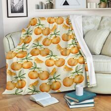 Orange Fruit Blanket Throw Fleece Cozy Couch Sofa Plush Bedding Gift