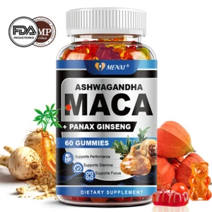 Raíz de maca con ashwagandha, ginseng Panax rojo coreano - 12000 mg gomitas de refuerzo masculino - Imagen 1 de 8