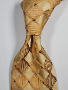 MICHAEL KORS Yellow Diamond Textured Silk Necktie 100% Silk Classy Designer Tie - Picture 1 of 8
