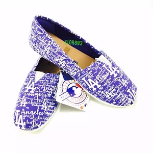 MLB Los Angeles Dodgers 2017 Ladies Canvas Script Shoes - Picture 1 of 3